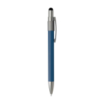 Ballpoint pen with stylus tip and rotating spinner, blue ink navy-blue colour second side view