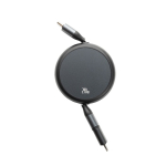 Retractable recycled aluminium 2-in-1 240W charging and data cable black colour fourth view