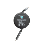 Retractable recycled aluminium 2-in-1 240W charging and data cable black colour fifth view