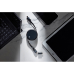 Retractable recycled aluminium 2-in-1 240W charging and data cable black colour ambient view