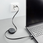 Retractable recycled aluminium 2-in-1 240W charging and data cable black colour ambient view 2