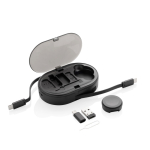 Eco-friendly set of retractable charging cables with multiple outputs 60W black colour