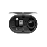 Eco-friendly set of retractable charging cables with multiple outputs 60W black colour seventh view