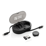Eco-friendly set of retractable charging cables with multiple outputs 60W black colour printing view