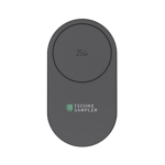 Compact foldable eco-friendly 3-in-1 charger with USB-C input 25W grey colour view with logo