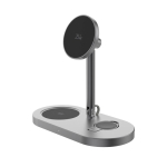 Eco-friendly 3-in-1 magnetic wireless desk charger 25W grey colour second view