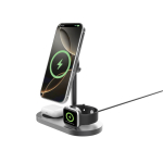 Eco-friendly 3-in-1 magnetic wireless desk charger 25W grey colour third view