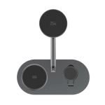 Eco-friendly 3-in-1 magnetic wireless desk charger 25W grey colour sixth view