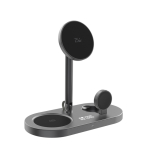 Eco-friendly 3-in-1 magnetic wireless desk charger 25W grey colour printing view
