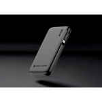 Power bank with retractable cable and charge indicator 10,000 mAh black colour ambient view