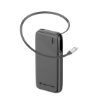 Eco power bank with retractable cable 45W 20,000 mAh black colour fifth view