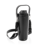 Recycled stainless steel thermal bottle with cord 600 ml black colour