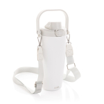 Recycled stainless steel thermal bottle with cord 600 ml white colour