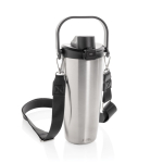 Recycled stainless steel thermal bottle with cord 600 ml silver colour