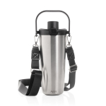 Recycled stainless steel thermal bottle with cord 600 ml silver colour second view