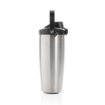 Recycled stainless steel thermal bottle with cord 600 ml silver colour third view