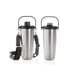 Recycled stainless steel thermal bottle with cord 600 ml silver colour eighth view