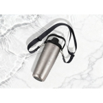Recycled stainless steel thermal bottle with cord 600 ml silver colour ambient view