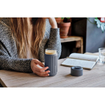 Thermal glass travel cup with silicone sleeve Black & Blum 340 ml grey colour ambient view 2