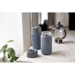 Thermal glass travel cup with silicone sleeve Black & Blum 340 ml grey colour ambient view 4
