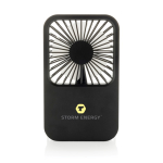 Rechargeable desktop fan with 3 speeds 5W 1,200 mAh black colour view with logo