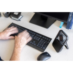 Rechargeable desktop fan with 3 speeds 5W 1,200 mAh black colour ambient view