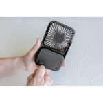 Rechargeable desktop fan with 3 speeds 5W 1,200 mAh black colour ambient view 2