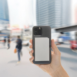 Magnetic aluminium card holder for mobile with RFID blocking silver colour ambient view