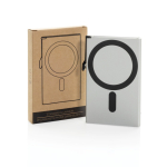 Magnetic aluminium card holder for mobile with RFID blocking silver colour view with box