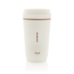 Recycled plastic thermal cup with 360° lid Topl 350ml white colour view with logo