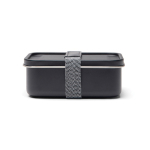 Recycled stainless steel lunch box with elastic strap 750ml black colour