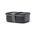 Recycled stainless steel lunch box with elastic strap 750ml black colour second view