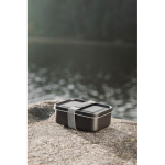 Recycled stainless steel lunch box with elastic strap 750ml black colour ambient view
