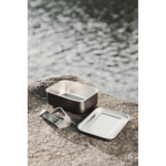 Recycled stainless steel lunch box with elastic strap 750ml black colour ambient view 2