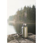 Recycled stainless steel thermal bottle with rope 400ml green colour ambient view