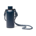 Recycled stainless steel thermal bottle with rope 400ml navy-blue colour