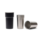 Recycled stainless steel travel cup with cups inside 450ml black colour third view