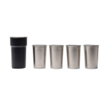 Recycled stainless steel travel cup with cups inside 450ml black colour fourth view