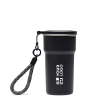 Recycled stainless steel travel cup with cups inside 450ml black colour printing view