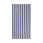 Recycled cotton beach towel, two-tone striped 450 g/m² 80 x160 cm navy-blue colour view with logo