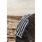 Recycled cotton beach towel, two-tone striped 450 g/m² 80 x160 cm navy-blue colour ambient view 2