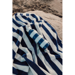 Recycled cotton beach towel, two-tone striped 450 g/m² 80 x160 cm navy-blue colour ambient view 3 