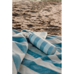 Recycled cotton beach towel, two-tone striped 450 g/m² 80 x160 cm light blue colour ambient view 3 