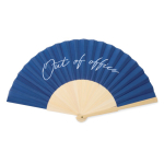 Portable bamboo fan with ‘Out of the office’ message navy-blue colour