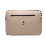 2-in-1 convertible recycled polyester backpack for 15” laptop ivory colour view with logo