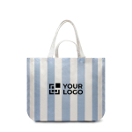 Recycled cotton beach bag with straps and handles 390 g/m² light blue colour printing view
