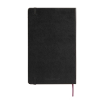 Moleskine large-format notebook with elastic closure, ruled pages black colour second rear view
