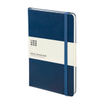 Moleskine large-format notebook with elastic closure, ruled pages blue colour