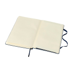Moleskine large-format notebook with elastic closure, ruled pages blue colour third view