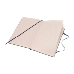 Moleskine large-format notebook with elastic closure, ruled pages blue colour fourth view